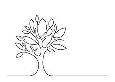 a line drawing of a tree with leaves on the top and bottom branches in the middle