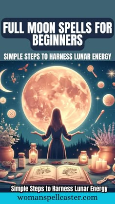 Discover the power of the full moon with these simple spells perfect for beginners! Learn how to harness lunar energy and incorporate moon magic into your spiritual practices. From basic rituals to powerful affirmations, these easy steps will guide you on your mystical journey. Embrace the magic of the moon and transform your life. 🌕🔮✨ #FullMoonSpells #BeginnerWitch #LunarEnergy #MoonMagic #SpiritualPractices #SimpleSpells #WitchcraftForBeginners #MysticalJourney #FullMoonMagic #SpiritualAwakening #WitchyTips Spell Timing Moon, Best Spells To Do On Full Moon, Spells For Super Moon, Full Moon Banishing Spell, Black Magic For Beginners, Spells For The Full Moon, Hunter Moon Spells, Full Moon Practices, Spells For Sleep