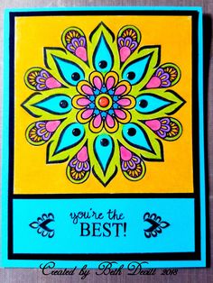 a colorful card with the words you're the best on it and an image of a flower