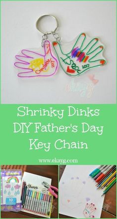 shrinky pinks diy father's day key chain with crayons