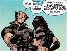 a comic strip with an image of two people talking to each other and one is wearing a catwoman costume