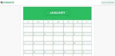 a green calendar with the word january on it