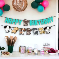 a birthday party with balloons and decorations