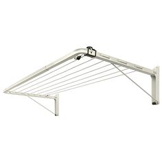 an ironing board with clothes hanging from it's sides and two clips attached to the top