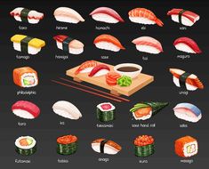 an image of different types of sushi