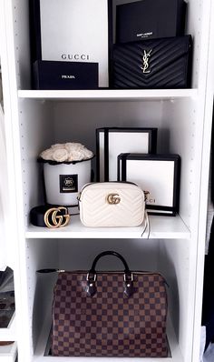 Wardrobe, Closet, Schrank, @my_philocaly Instagram, Pax System, Louis Vuitton Speedy, Louis Vuitton, Gucci Marmont Mini white, Gucci Bag, Gucci Belt, YSL Chain Wallet, Saint Laurent Bag, Blossom Box Roses Gucci Marmont Mini, Pax System, Walking Closet, Handbags And Purses, Beauty Room, Gucci Bags