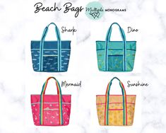 "Ready for some fun in the sun! Grab one of these adorable beach totes and fill it fill of all your towels, goggles, toys and games and venture out for a day at the pool, beach or your own backyard. These beach totes are loaded with pockets to keep you organized and made with durable straps and high quality construction to withstand whatever you throw at it. When the day is done, simply wipe clean and relax! Durable straps and plenty of pockets make this tote perfect for the beach or pool. Zippe Personalized Beach Bags, Beach Totes, Red Octopus, Bag Embroidery, Sand Toys, Personalized Beach Towel, Baby Gift Basket, Swimming Bag, Note Box