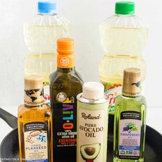 various types of cooking oils on a pan