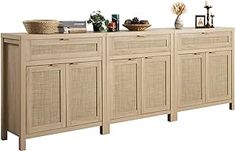 a sideboard with wicker doors and drawers