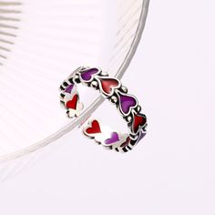 Introducing the Colorful Vintage Oil Dripping Heart Plain Ring. Crafted with high-end materials and finished with a durable, long-lasting vibrant color, this ring is perfect for adding a subtle yet stylish statement to any outfit. Its heart design adds an elegant touch. Product Details Material: 925 Silver Color: White Gold Plated Size: US Size #8 Adjustable Weight: about 2.7g SKU: AR23101849 Product Keywords: Distorted band rings, Avante-garde rings, Unique shaped rings, vintage rings, vintage Multicolor Heart Promise Ring For Valentine's Day, Multicolor Heart Ring For Gift, Heart-shaped Multicolor Promise Ring, Multicolor Heart Ring For Valentine's Day, Heart-shaped Red Sterling Silver Rings, Multicolor Heart-shaped Jewelry With Adjustable Chain, Red Heart-shaped Metal Bracelet, Dripping Heart, Red Heart-shaped Charm Jewelry