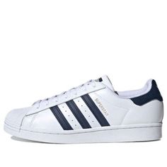 Adidas Originals Superstar Shoes 'Cloud White Navy Blue' FZ3560 (SNKR/Skate/Unisex/Low Top/Wear-resistant) Superstar Shoes, Adidas Shoes Originals, Superstars Shoes, Adidas Originals Superstar, Cloud White, Stylish Sneakers, Monte Carlo, Adidas Shoes, Low Top