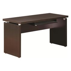 an office desk with one drawer open on the top and two drawers closed at the bottom