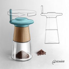 an image of a coffee grinder and beans