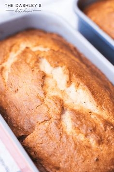 a loaf of bread sitting in a pan on top of a table