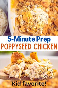 the recipe for 5 minute prep poppy seed chicken is so easy to make and delicious