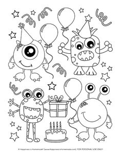 Easy Monster Drawing, Monster Clipart, Doodle Art For Beginners, Monster Birthday, Fun For Kids, Monster Party