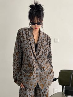 Panta Leopard Print Blazer – Marigold Shadows Luxury Fall Outerwear With Graphic Print, Luxury Snake Print Outerwear For Winter, Luxury Snake Print Winter Outerwear, Luxury Chic Leopard Print Outerwear, Leopard Print Blazer, Casual Date Night, Power Dressing, Popular Outfits, Printed Blazer