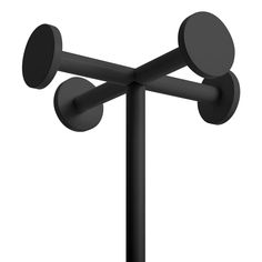 a black pole with three circles on it