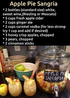 an apple pie sangria recipe is shown in this image