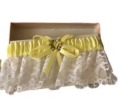 Vintage Jamie Lynn Bridal Wedding Garter Belt White Lace With Yellow Heart NIB | eBay Vintage Garter, Jamie Lynn, Yellow Heart, Bridal Garter, Wedding Garter, Bridal Wedding, Wedding Bridal, White Lace, Color Pop