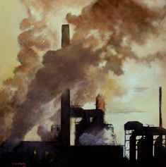 Original Art Oil Painting, measuring: 40W x 40H x 3D cm, by: Tomas Castano (Spain). Styles: Fine Art, Impressionism, Modern, Realism, Figurative. Subject: Landscape. Keywords: Pollution, Contamination, Smoke, Polluting Factory, Landscapes, Painting Denunciation. This Oil Painting is one of a kind and once sold will no longer be available to purchase. Buy art at Saatchi Art. Nature Drawing, Fine Art Landscape, Landscape Artwork, Original Landscape Painting, Industrial Art, Environmental Issues, Kids Art, Art Oil, Original Fine Art