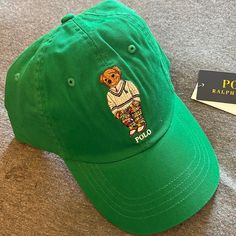 Polo By Ralph Lauren Hat Polo Hats Men, Classic Green Hat One Size Fits Most, Winter Green Baseball Cap, Classic Green Hat With Embroidered Logo, Green Casual Hat With Embroidered Logo, Trendy Green Hat With Embroidered Logo, Casual Green Baseball Cap For Winter, Green Spring Baseball Cap With Short Brim, Classic Green Visor Hats