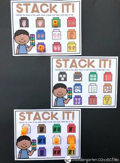 stack it game for kids to play with their hands and fingers, on a blackboard