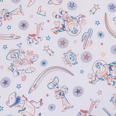 an image of children's wallpaper with stars and cartoon characters on it in white