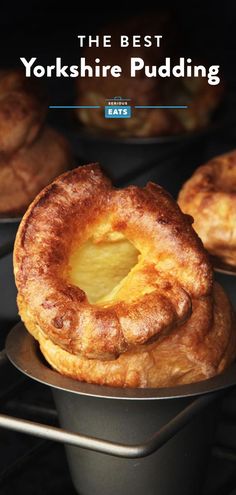 the best yorkshire pudding is on display in front of other pastries