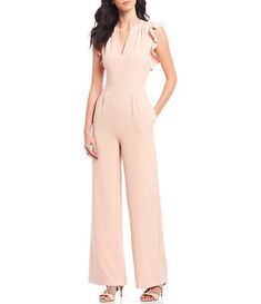 Pink Women's Jumpsuits & Rompers | Dillard's Feminine Sleeveless Party Jumpsuits And Rompers, Feminine Sleeveless Jumpsuits For Spring, Feminine Sleeveless Jumpsuits And Rompers For Spring, Blush Jumpsuit, Jumpsuits And Rompers, Pink Jumpsuit, Cropped Jumpsuit, Ruffle Shorts, Printed Rompers