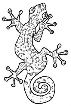 a coloring page with an image of a geckoa on it's back