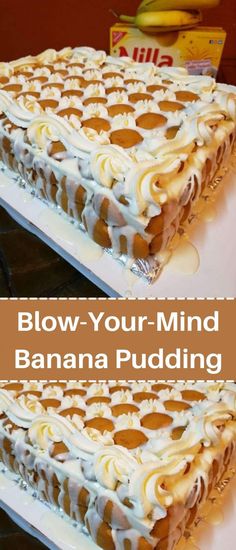 two slices of banana pudding on top of each other