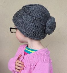 Another idea for a wig, too! Crochet Hair Styles For Kids, Funny Kids Costumes, Granny Hat, Old Lady Wig, Granny Wig, Funny Baby Costumes, Funny Kid Costumes, Hair Styles For Kids, Old Lady Costume