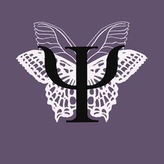 the letter u with wings is shown in black and white on a purple background,