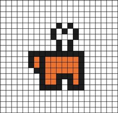 an orange and black cross stitched pattern on a white background with squares in the shape of a dog