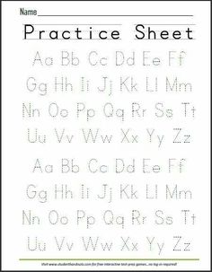 a printable practice sheet with letters and numbers