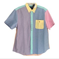 Nwt Polo Ralph Lauren Multi Color S/S Button Down Shirt 100% Cotton Sz Xl Classic Fit Colors: Yellow, Blue, Green, Peach & Pink (Pastels) Armpit To Armpit: 26” Length: 31” No Flaws Thank You For Viewing My Closet Multicolor Cotton Camp Shirt With Button Closure, Multicolor Spread Collar Top With Button Closure, Multicolor Tops With Spread Collar And Button Closure, Multicolor Button-up Shirt With Pockets, Multicolor Shirt With Casual Collar And Buttons, Multicolor Cotton Camp Shirt With Buttons, Multicolor Button-up Shirt For Work, Multicolor Cotton Button-up Shirt, Multicolor Buttoned Shirt For Work