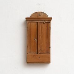 Early 20th Century Rustic Wood Small Wall Cabinet By unknown manufacturer from France In original condition, with minor wear consistent of age and use, preserving a beautiful patina. Small Wall Cabinet, Primitive Wall Cabinets, Thrift Wishlist, Box Shelves, Small Cabinet, Small Wall, Wall Cabinet, Early 20th Century, Rustic Wood