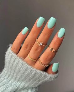 Aqua Nails, Turquoise Nails, Bright Summer Nails, Easy Nails, Summery Nails, Simple Acrylic Nails, Cute Gel Nails, Vacation Nails, Summer Acrylic Nails