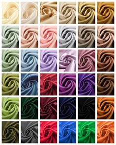 different colors of satin fabric on a white background stock photo - 1307982