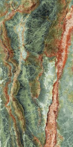 an abstract marble pattern with red and green colors on the top right hand corner, as well as brown lines in the middle