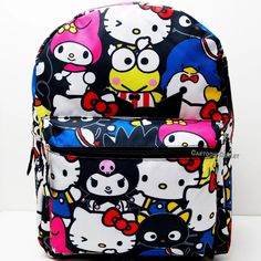 Sanrio Hello Kitty Backpack 16" Melody Kuromi Keroppi Carry All Large Travel Bag | eBay Kawaii Hello Kitty Print Backpack, Kawaii Hello Kitty Print Standard Backpack, Hello Kitty Print Backpack For Students, Hello Kitty Print Backpack For Back To School, Student Backpack With Hello Kitty Print, Multicolor Character Print Backpack, Multicolor School Bag With Character Print, Hello Kitty Print Backpack, Hello Kitty Print Backpack For Daily Use