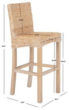 an image of a stool with measurements for the seat and backrests on it