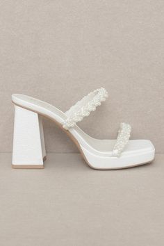 Aliza - Pearl Strapped Summer Heel | Platform Sandal | Occasion Shoes – MOD&SOUL - Contemporary Women's Clothing Pearl Heels, Pearl Details, Summer Heels, Clog Heels, Open Toed Heels, Chunky Platform, Pearl Size, Style Gift, The Chic