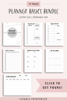 the planner basics bundle includes printable pages, and an envelope for each individual to use