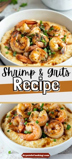 shrimp and grits recipe in a white bowl