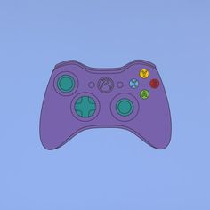 a purple controller is shown against a blue sky