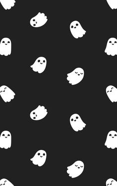 black and white halloween ghost pattern