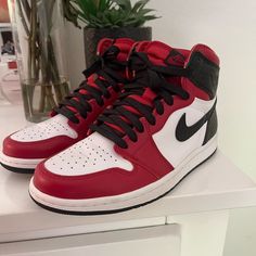 Great Condition Only Worn A Few Times. Comes With Original Shoe Trees And Red Unworn Laces. No Box Dark Red Jordans, Casual Red High-top Jordan Shoes, Red High-top Jordan Shoes, Black High-top Jordan Shoes With Red Sole, Black And White Jordans, Jordan Retro 2, Nike Air Jordan Mid, High Top Jordans, Red And Black Retro Jordans