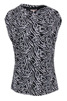 Current Boutique-Rebecca Taylor - Black & White Floral Print “Zebra Lily” Sleeveless Blouse Sz XL Spring Zebra Print Tops, Casual Summer Blouse With Zebra Print, Casual Zebra Print Tops For Spring, Patterned Sleeveless Blouse For Spring, Casual Sleeveless Zebra Print Top, Buy Shoes Online, Eclectic Style, Rebecca Taylor, Jacket Design